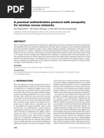 A Practical Authentication Protocol With Anonymity For Wireless Access Networks