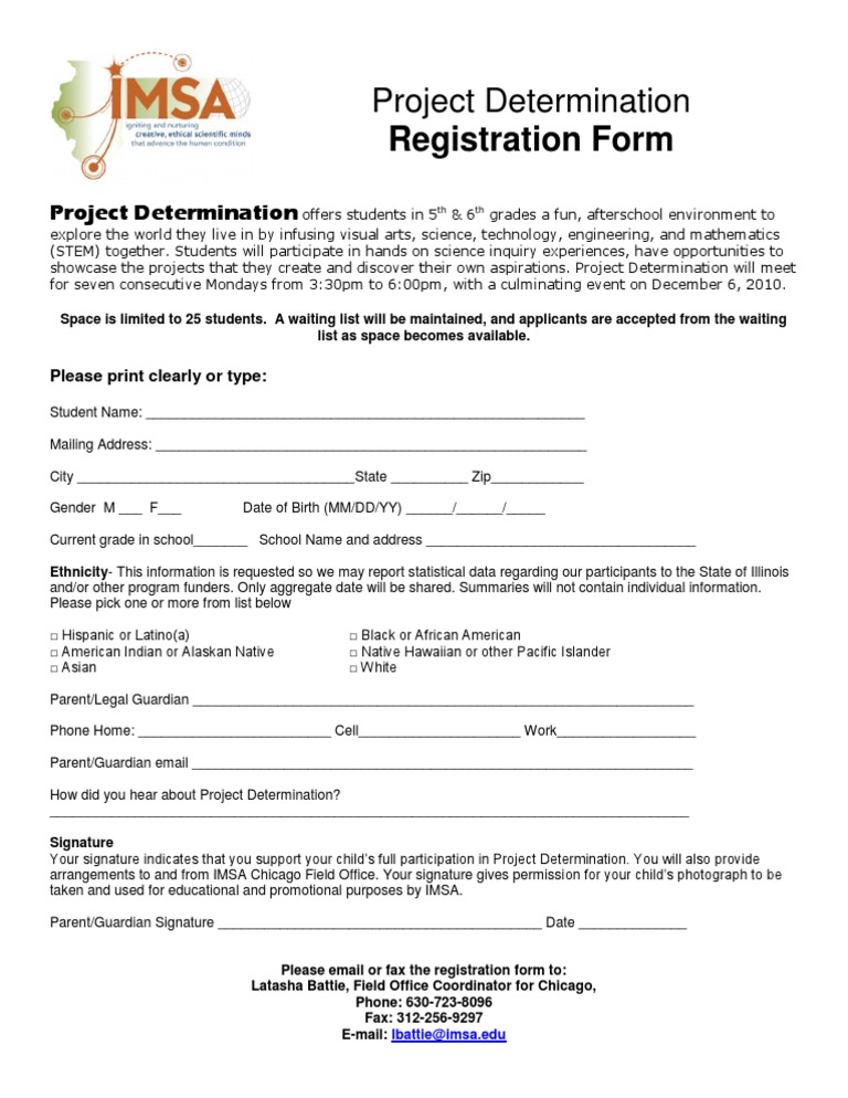 Project Determination Registration Form | PDF | Race And Ethnicity In ...