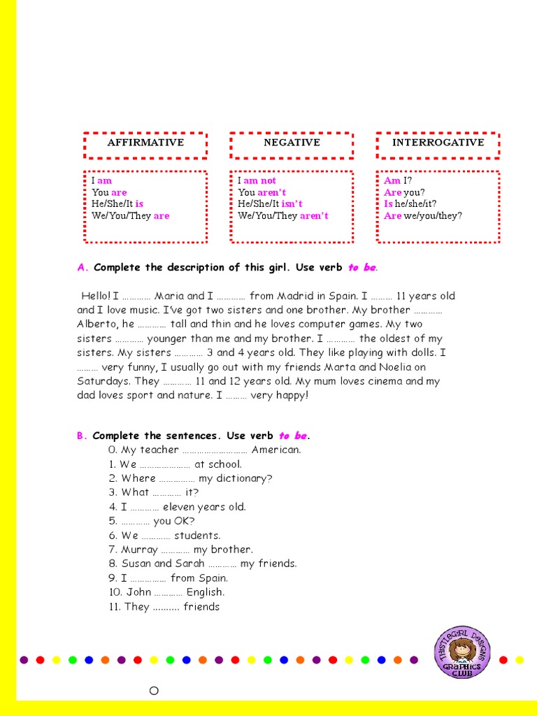 Verb To Be Simple Present Fun Activities Games Warmers Coolers 7890