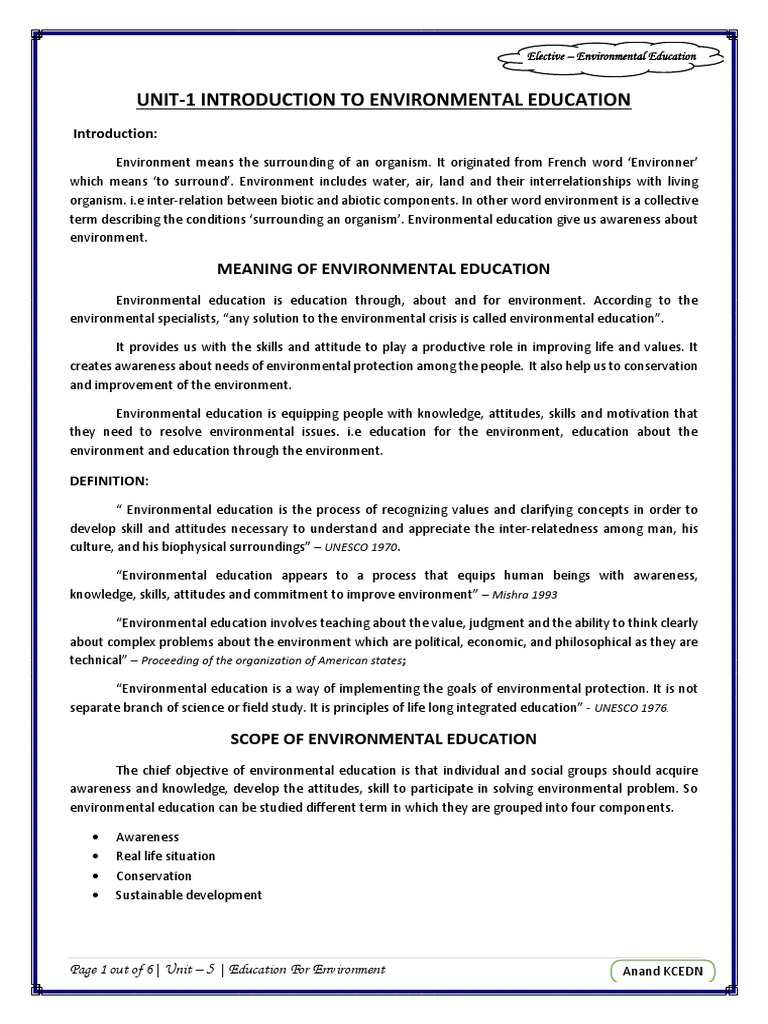 Environmental Education Overview | PDF | Ecosystem | Soil