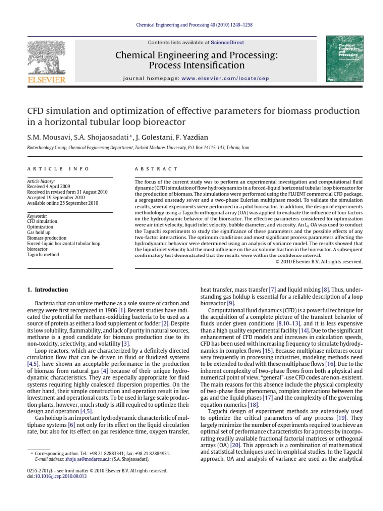 CFD Simulation and Optimization of Effective Parameters For Biomass ...