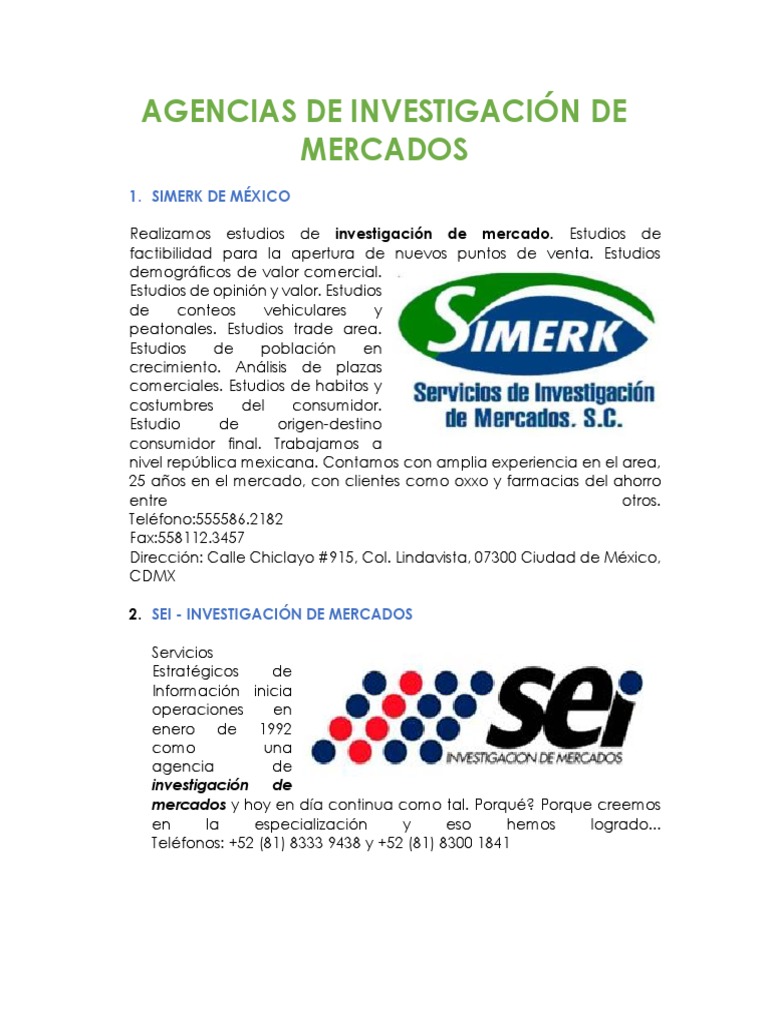 Agencias de Investigación de Mercados | Descargar gratis PDF ...