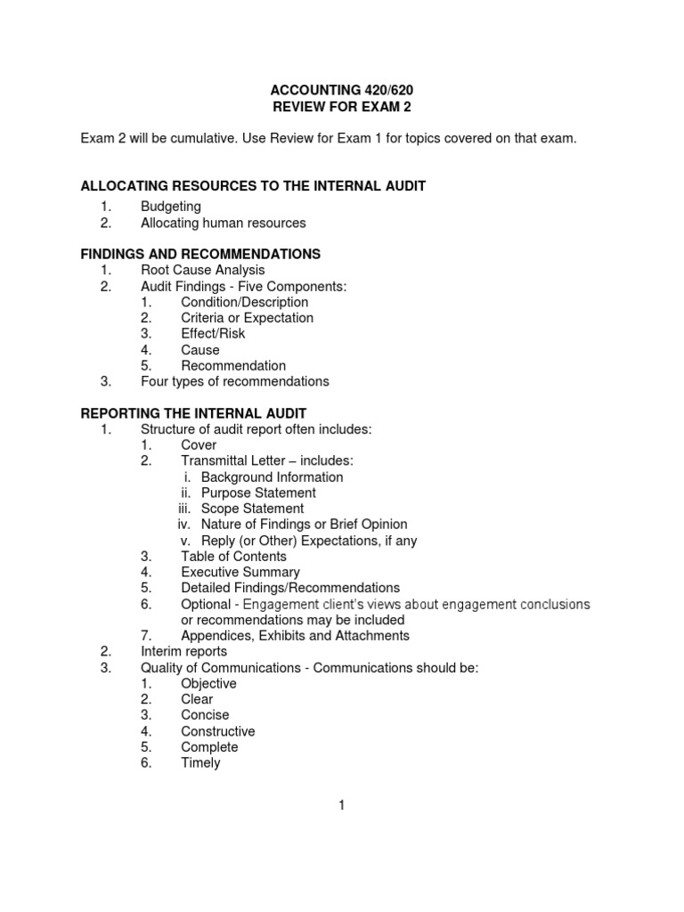 Review For Exam 2 - Fall 2017 | PDF | Internal Audit | Audit