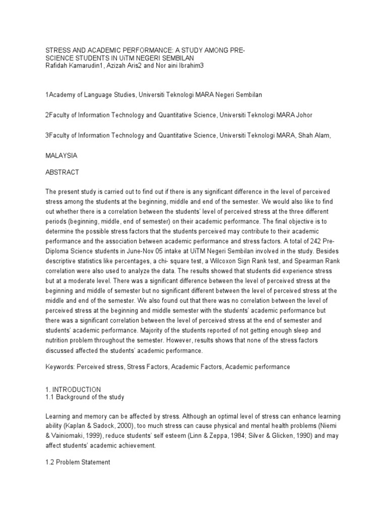 Impact of stress factors on college students' academic performance picture