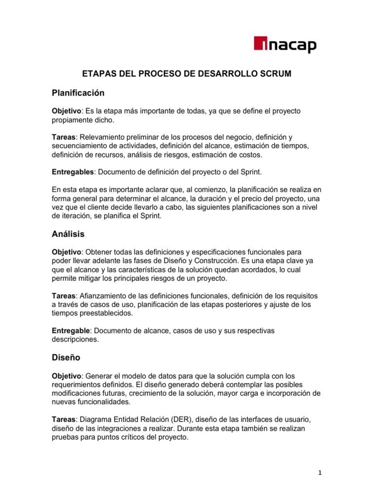 Etapas Del Proceso de Desarrollo Scrum | PDF | Software | Caso de uso