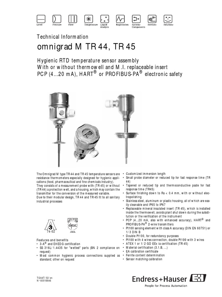 Omnigrad M TR 44, TR 45: Technical Information | PDF | Pipe (Fluid ...