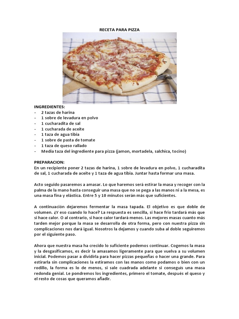 Receta Masa para Pizza | PDF