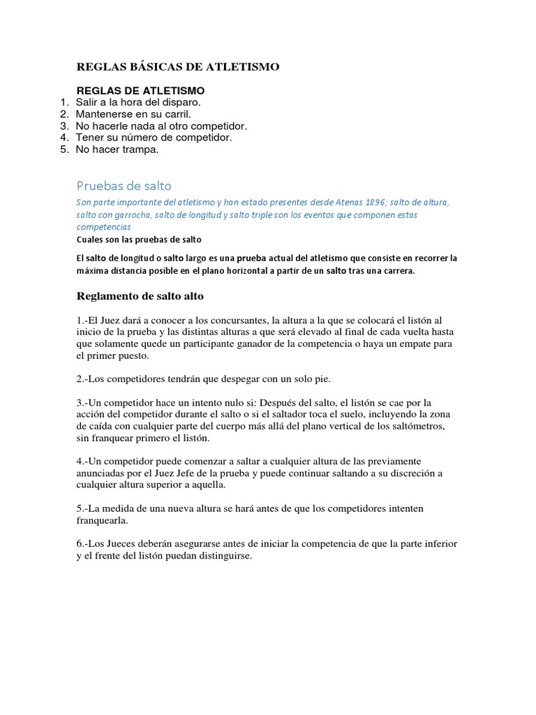 Reglas Básicas de Atletismo Deporte del atletismo Deportes