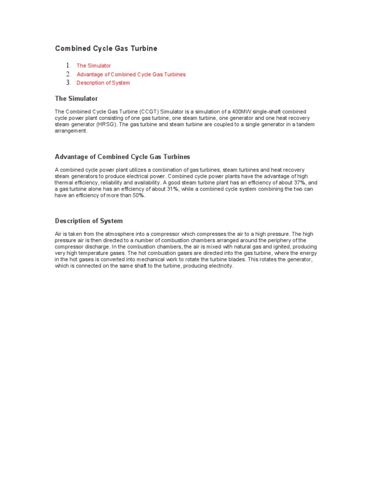 Combined Cycle Gas Turbine Overview | PDF | Gas Turbine | Steam