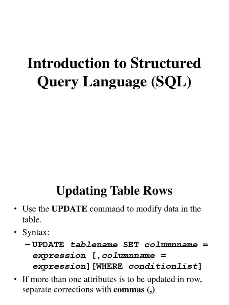 Introduction To Structured Query Language (SQL) | PDF | Table (Database ...