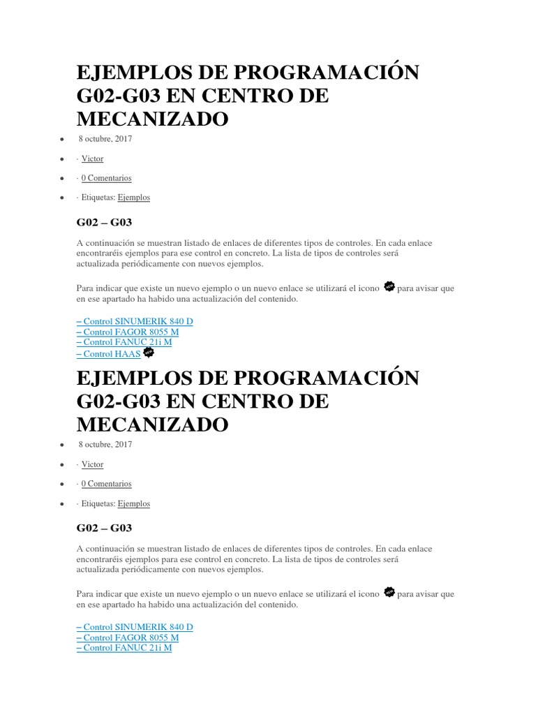 Ejemplos G02-G03 en CNC | PDF | Tecnología