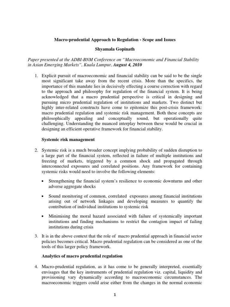 Macro-Prudential Regulation Insights | PDF | Macroprudential Regulation ...