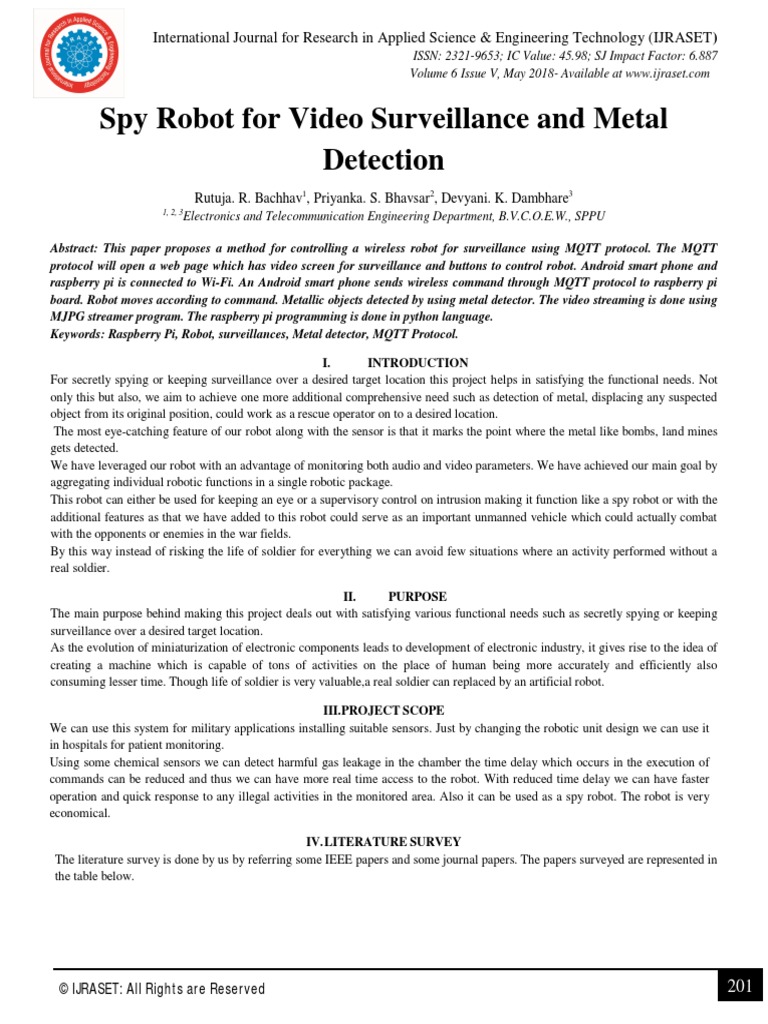 Spy Robot For Video Surveillance and Metal Detection | PDF | Computing ...