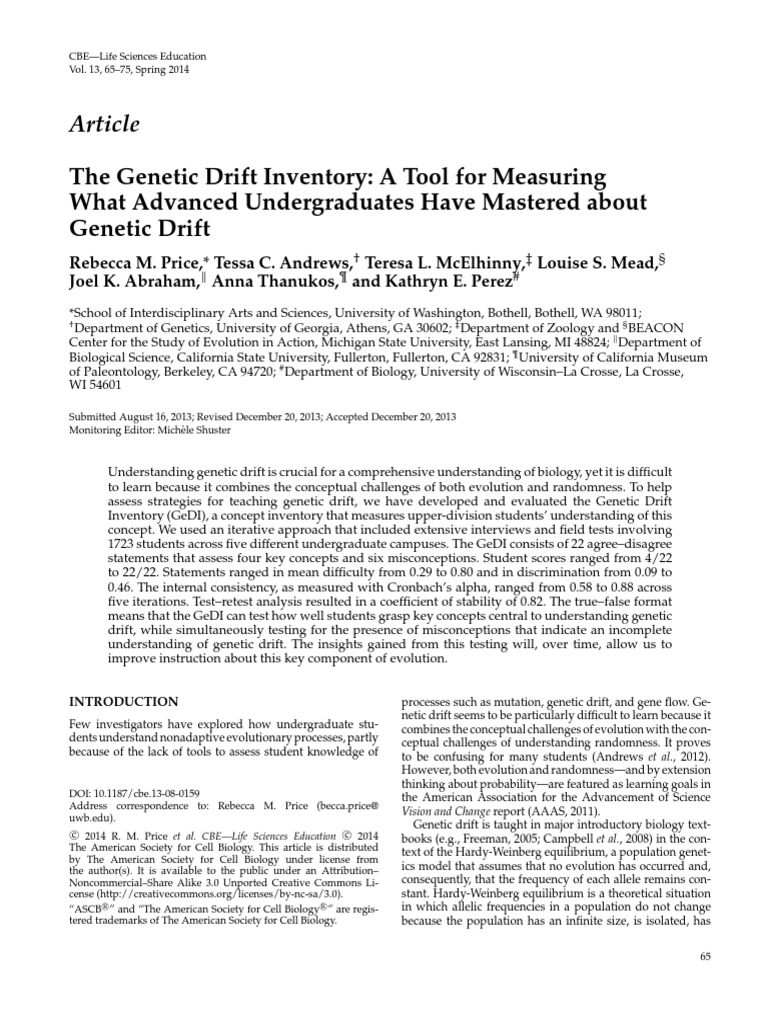 The Drift Inventory A Tool For Measuring What Advanced
