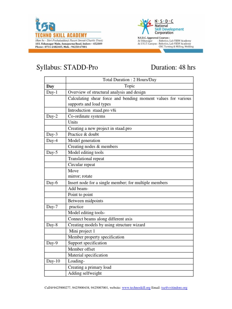 Syllabus Stadd Pro Pdf Pdf Beam Structure Civil Engineering