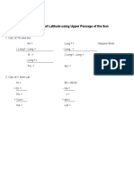 Calculation of Latitude Using Upper Passage of The Sun