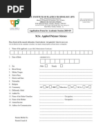 M.Sc. Applied Polymer Science: Application No