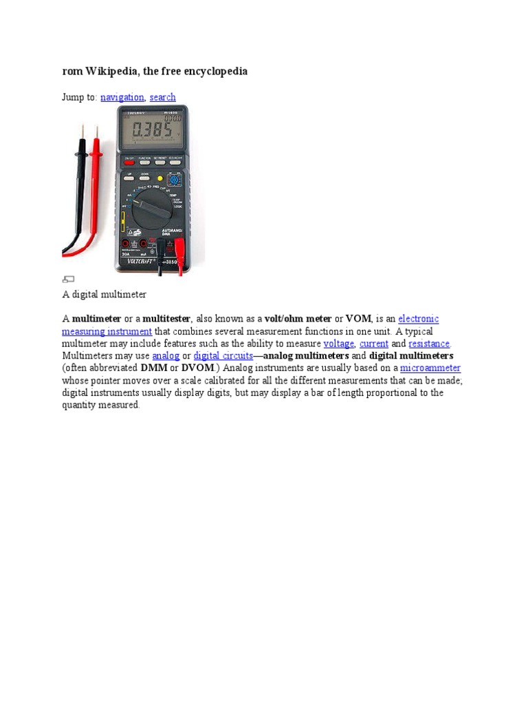 Digital Multimeter Overview | PDF | Manufactured Goods | Physical ...