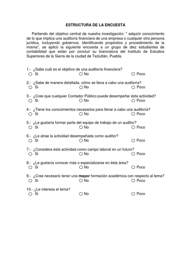 Estructura de La Encuesta PDF