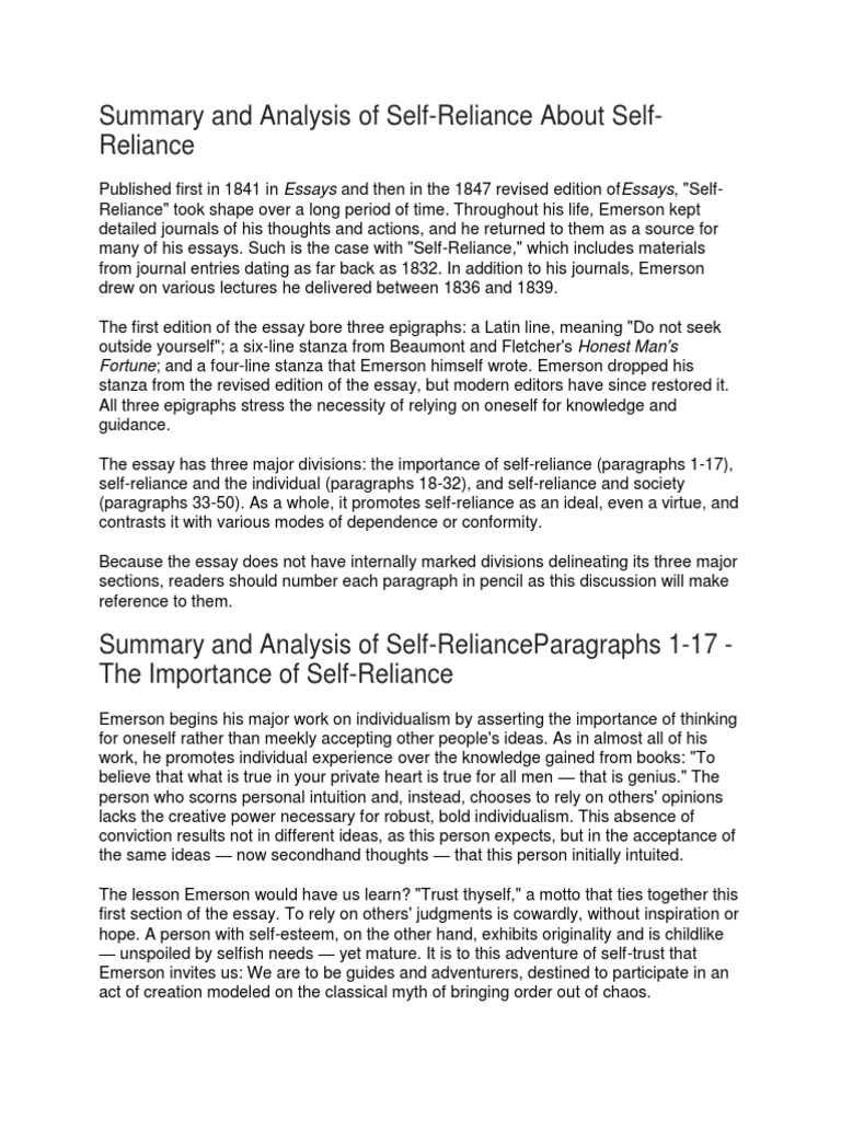 Summary And Analysis Ralph Waldo Emerson Transcendentalism