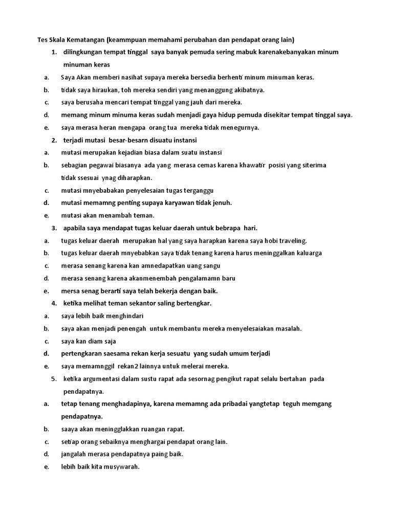 Tes Skala Kematangan