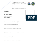 Audit Team Application Form