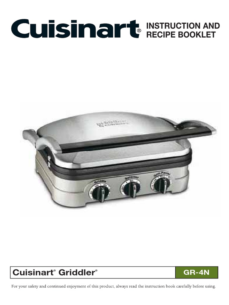 Instruction and Recipe Booklet Cuisinart Griddler PDF Grilling