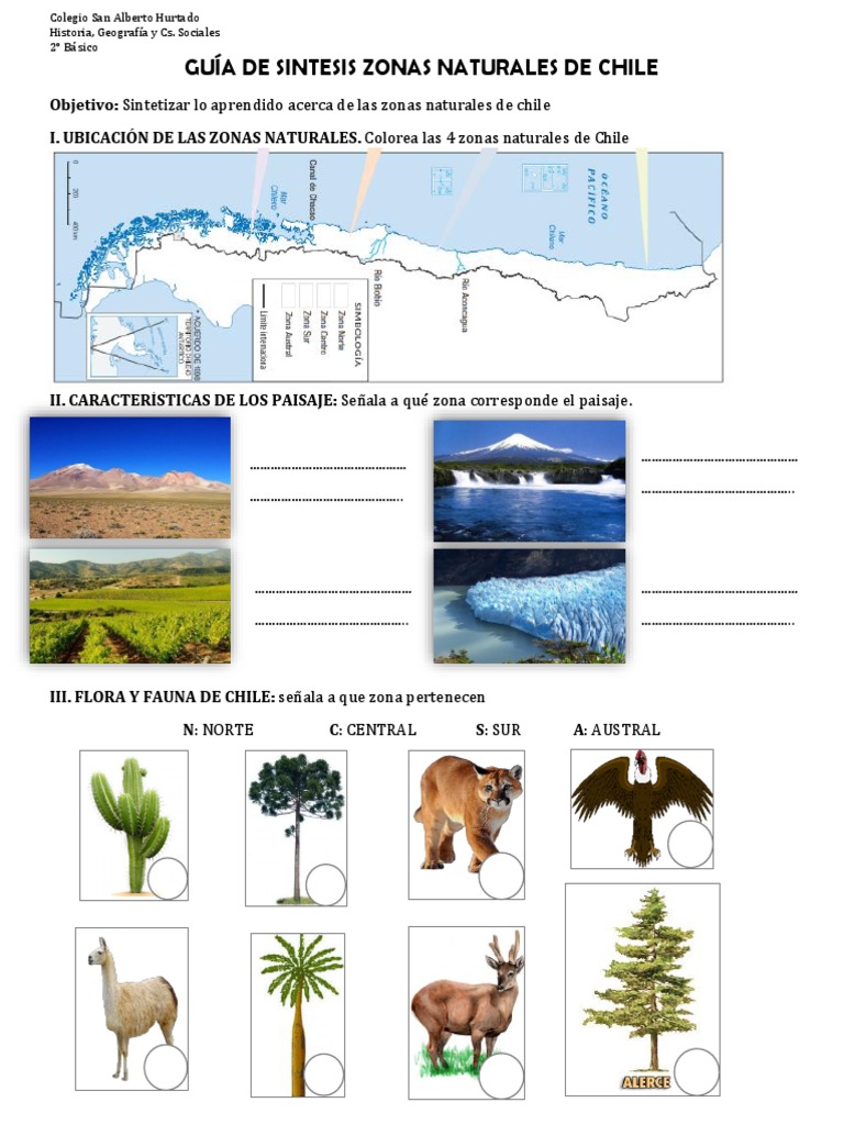 Guía de Zonas Naturales de Chile 2° Básico | PDF