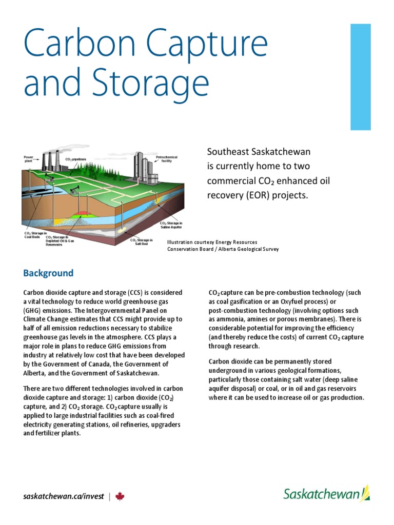Saskatchewan CO2 Capture and Storage Projects | PDF | Carbon Capture ...