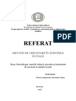 Referat Metode de Cercetare În Științele Sociale - Anghelache Alexandru Adrian