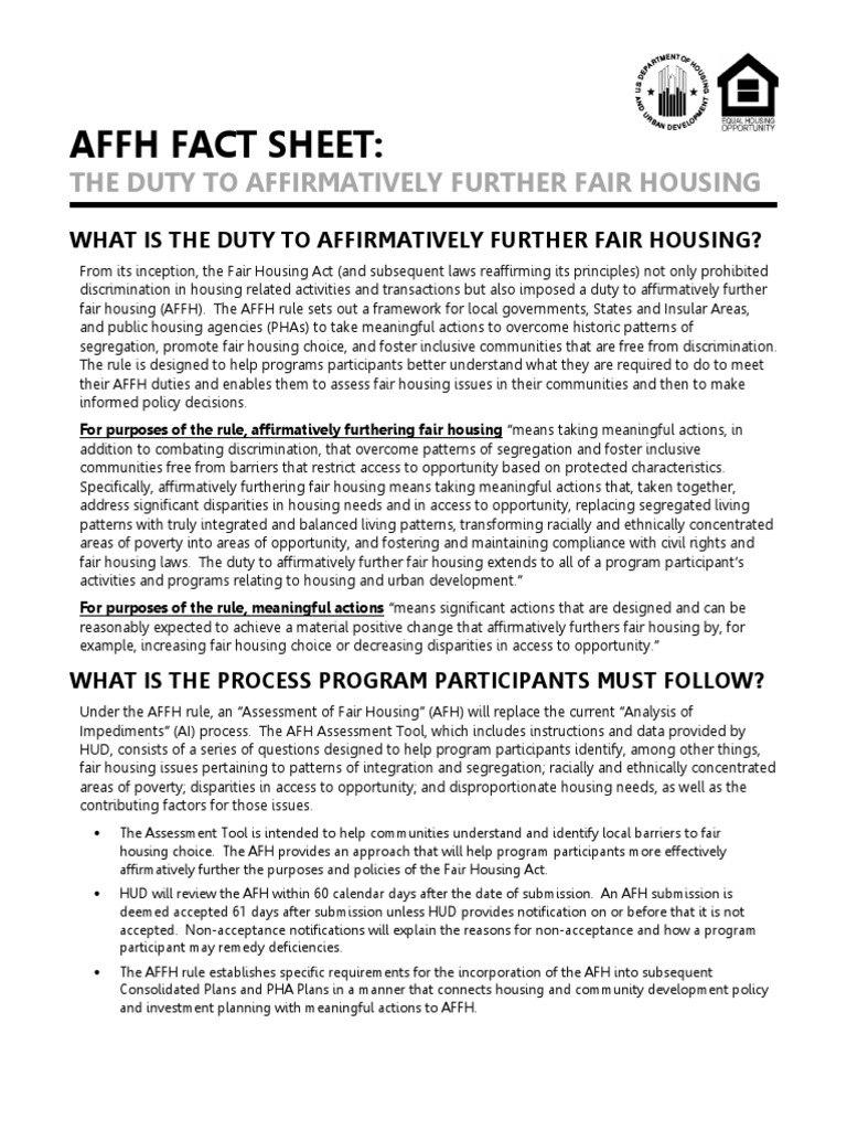 AFFH Fact Sheet PDF Housing Discrimination (United States