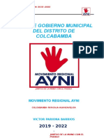 Plan de Gobierno Colcabamba Ayni 2018