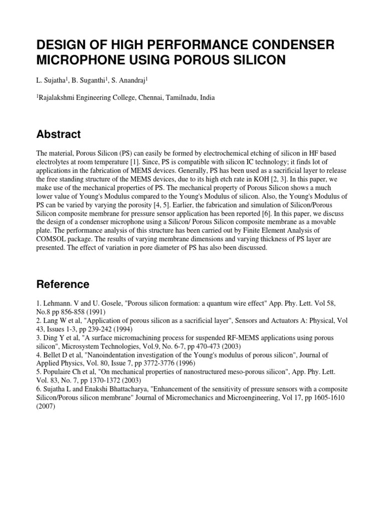 High-Performance Condenser Microphone Design | PDF
