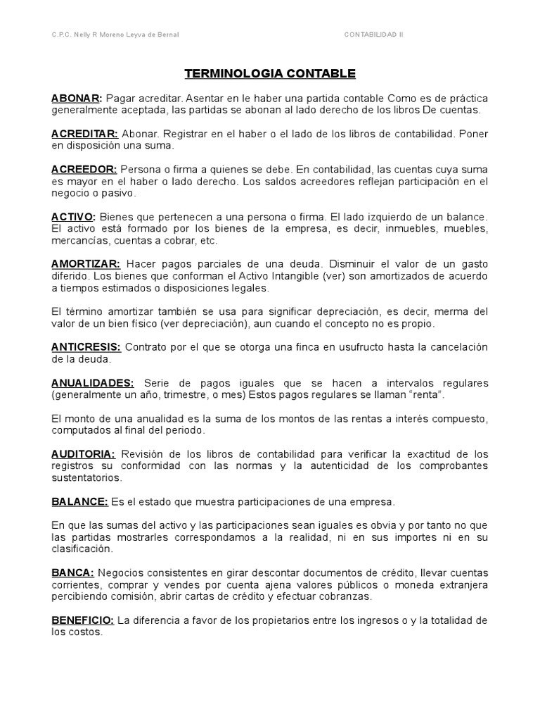 Glosario de Términos Contables | PDF | normas internacionales de ...