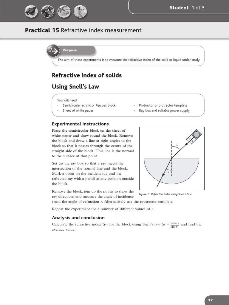 Practical 15 Refractive Index Measurement 1 of 3 PDF PDF Refraction Refractive Index
