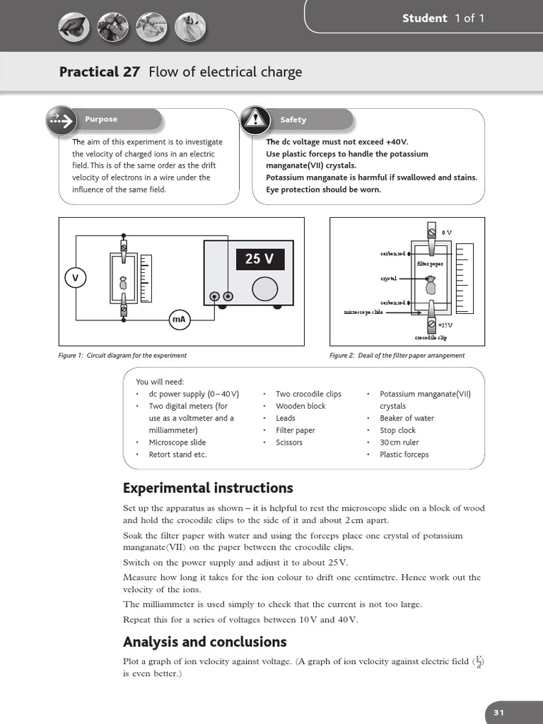 Practical 27 - Flow of Electrical Charge PDF | PDF | Voltage | Power Supply
