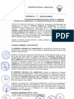 Convenio Entre GRLL y El Gobierno Regional de Lambayeque PDF
