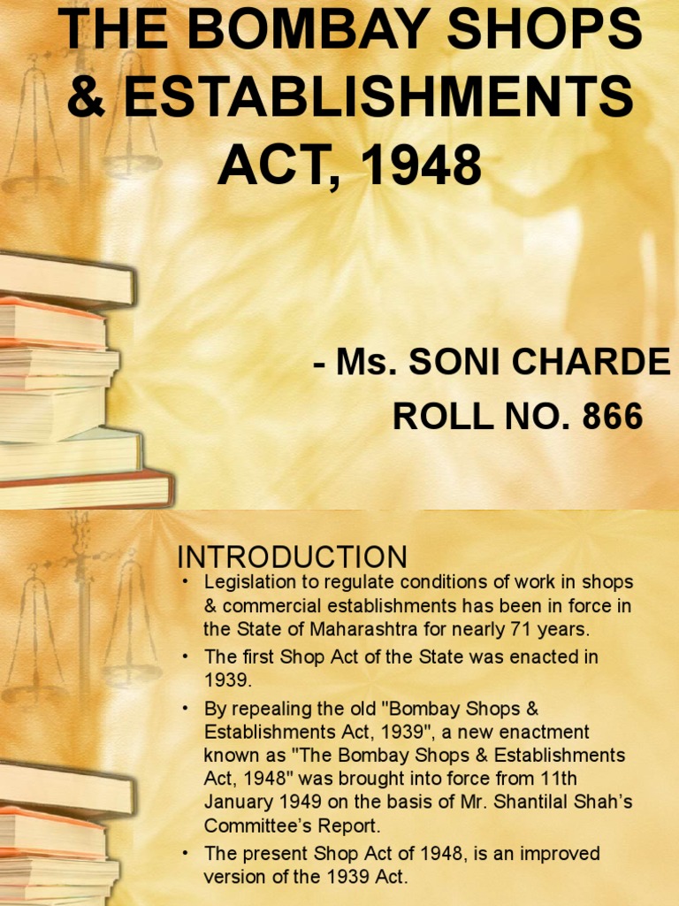 The Bombay Shops & Establishment Act, 1948 PDF Overtime Employment