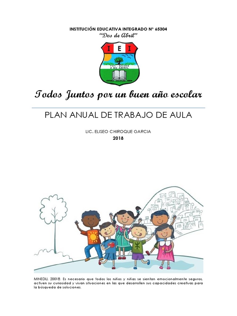 Plan Anual de Trabajo de Aula | PDF | Salón de clases | Maestros