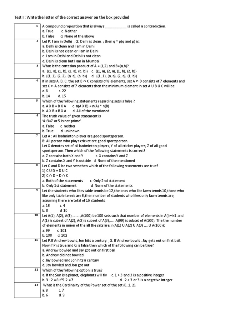 Test 1 Discrete Math | Metalogic | Formalism (Deductive)