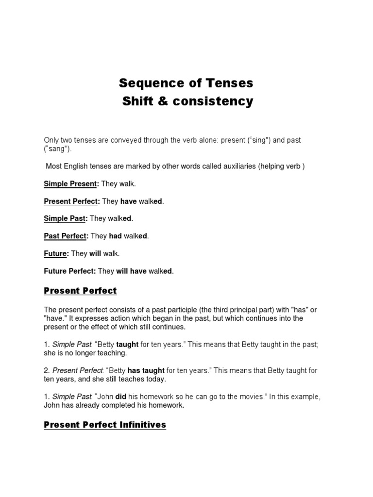 Verb Tense & Consistency | PDF | Perfect (Grammar) | Grammatical Tense