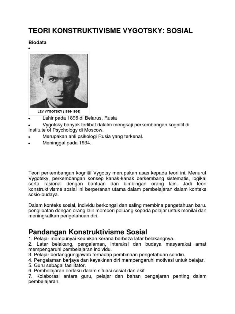 Teori Konstruktivisme Vygotsky Pdf