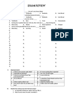 Exam Review: II. Read and Match