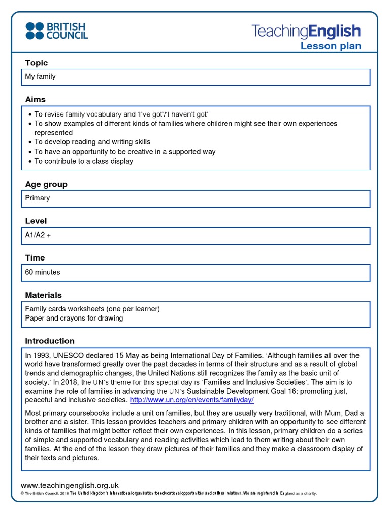 Lesson Plan Family | PDF | Lesson Plan | United Nations