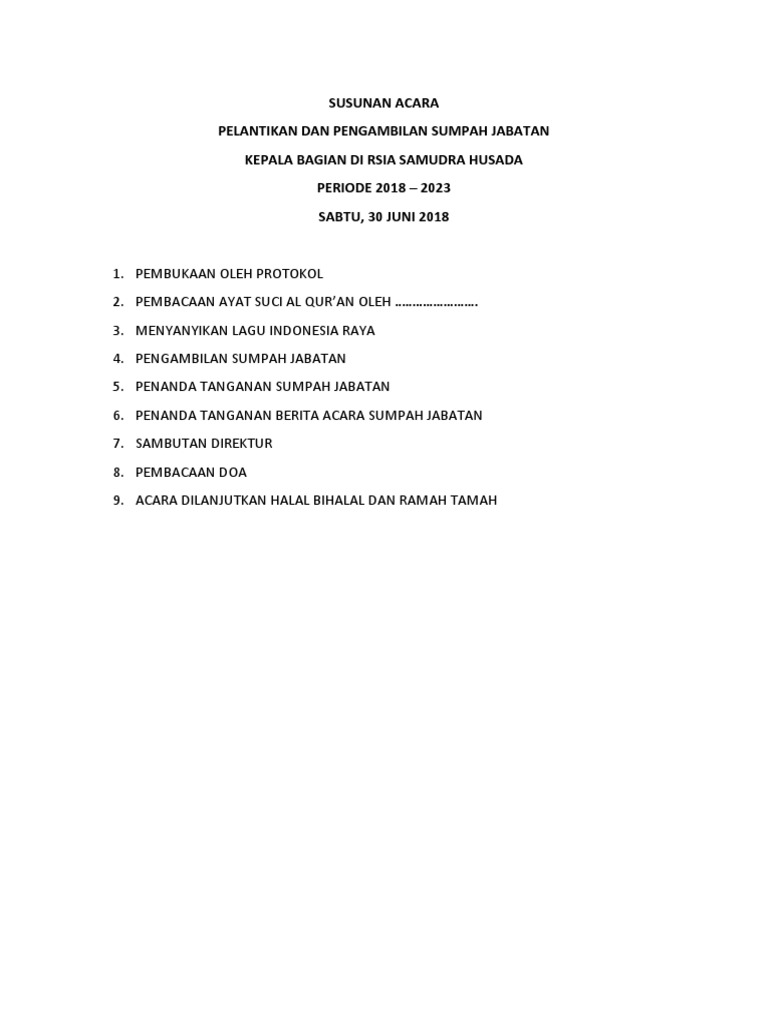 Susunan Acara Sumpah Jabatan Pdf