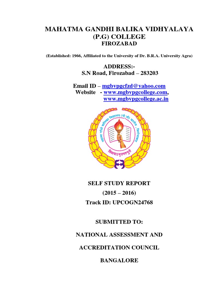 NAAC Self Study Report: MG College Firozabad | PDF | Postgraduate ...