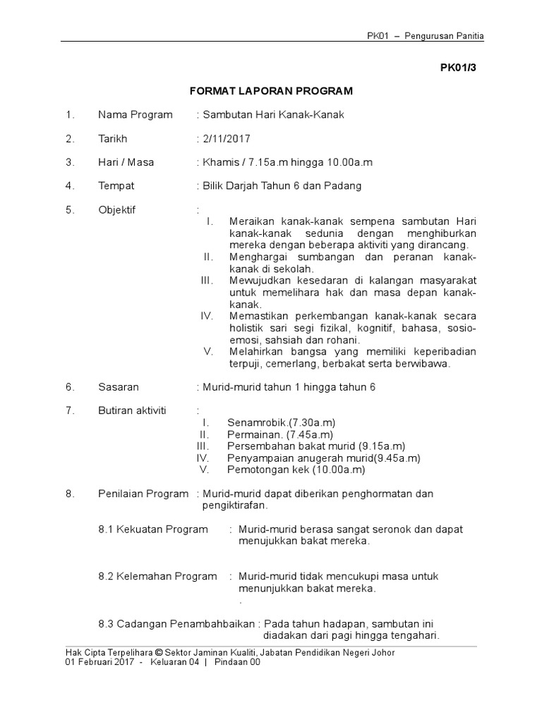 Laporan Hari Kanak Kanak Pdf