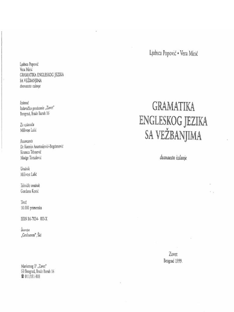 Zuta Gramatika Engleskog Jezika | PDF