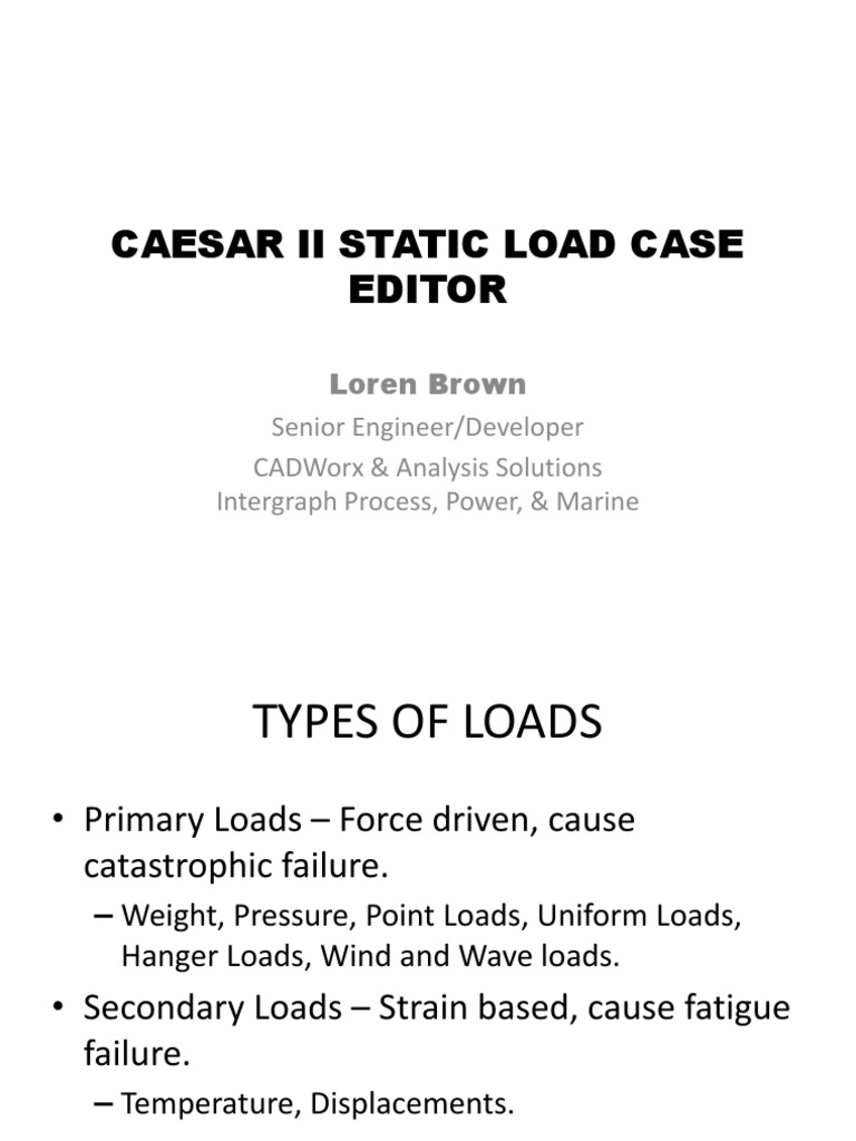 CAESAR II Load Case Analysis Guide | PDF | Elasticity (Physics ...