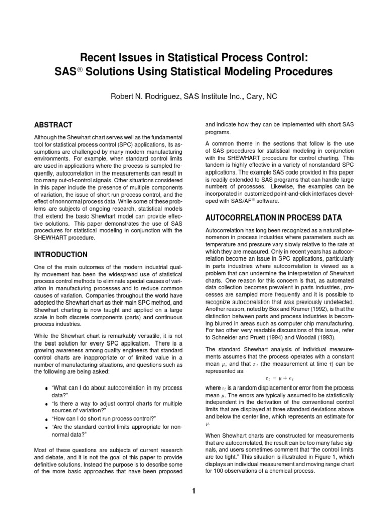 Statistical Process Control | PDF | Autoregressive Integrated Moving ...